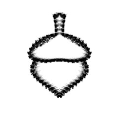 Minimal hand-drawn acorn illustration with expressive brush detailing inspired by rustic woodland aesthetics. Suitable for branding, tattoo artwork, autumn collections, and decorative graphics. © Melodicious
