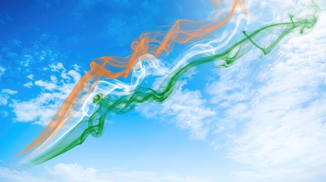 Independence day background with indian flag colors smoke effect
