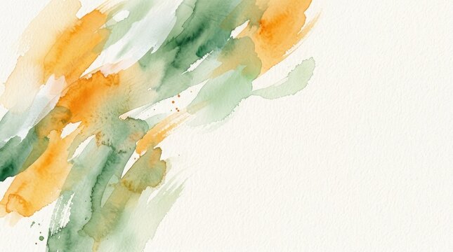 Independence day background with green and orange watercolor strokes