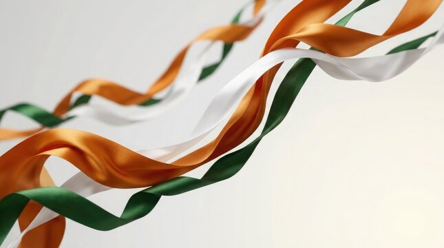 Independence day background with indian flag colors ribbon independence background