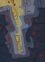 Abstract image for printing. Picture for modern interiors. The picture is painted by hand on a tablet. © neurostructure