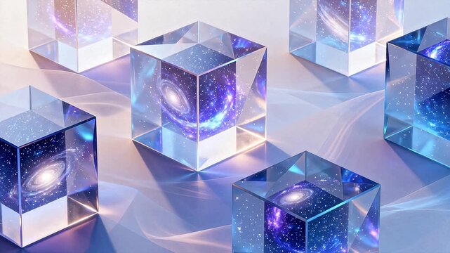 Glass cubes with galaxy images