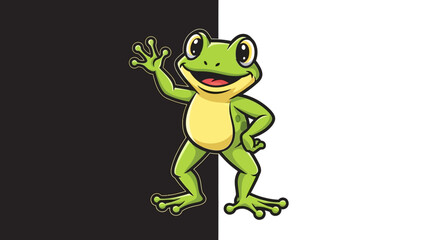 Fototapeta premium A cartoon frog with a cheerful expression.
