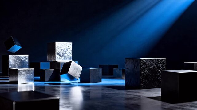 Abstract cubes in a dark space
