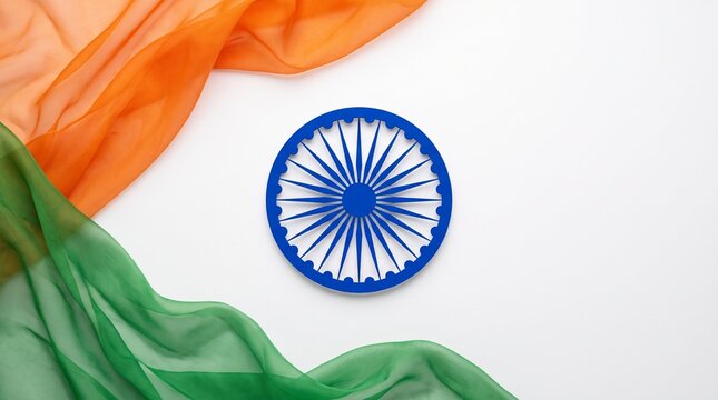 Vibrant Indian Republic Day celebration, a patriotic display of the tricolor flag and Ashoka Chakra symbol, representing national pride and cultural heritage.