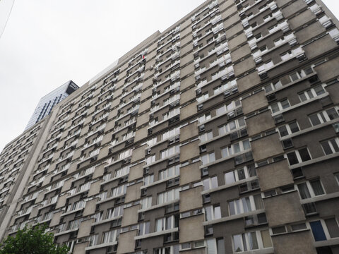 Brutalist block of flats in Warsaw