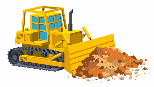 Tracked Bulldozer Moving Earth on Construction Project