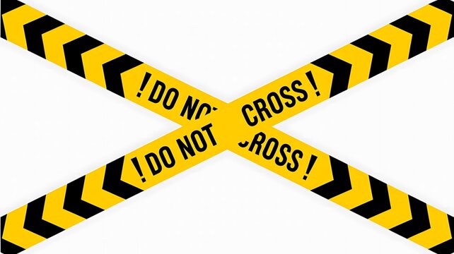 Caution tape, yellow and black striped barriers, do not cross signs, warning tape, construction signs, safety tape