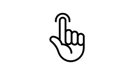 Fototapeta premium Hand gesture icon, pointing finger symbol, black line art, web interface element