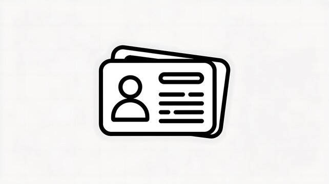 ID card, identification icon, user profile symbol, black line illustration