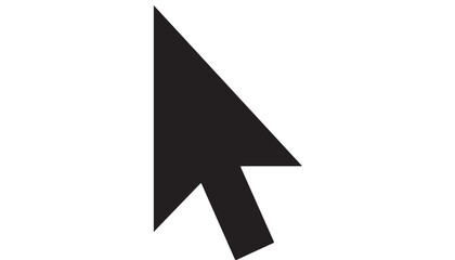 Fototapeta premium Black mouse cursor arrow vector, minimalist computer pointer icon, digital navigation symbol for web interface and software design