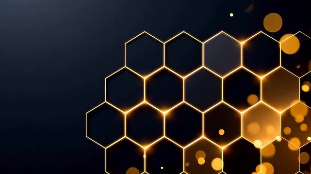 Golden hexagonal pattern on dark background
