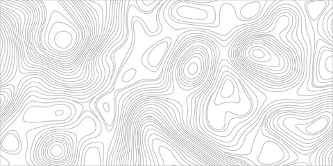 Topographic map background with abstract black and white contour lines representing geographic terrain elevation grid. Geographical terrain elevations, mountain ridges, and valleys © Creative Arts