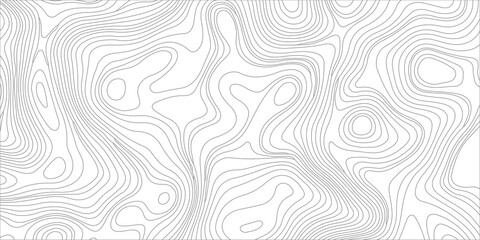 Topographic map background with abstract black and white contour lines representing geographic terrain elevation grid. Geographical terrain elevations, mountain ridges, and valleys © Creative Arts