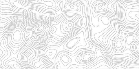 Topographic map background with abstract black and white contour lines representing geographic terrain elevation grid. Geographical terrain elevations, mountain ridges, and valleys © Creative Arts