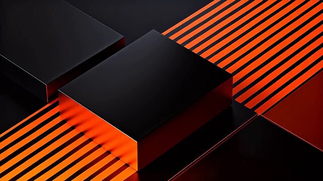 Abstract geometric shapes with orange and black
