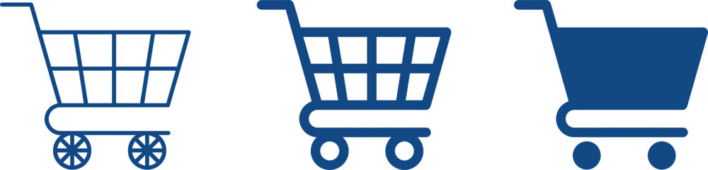 Shopping cart icon set in different visual styles for ecommerce with shopping © Unique Icons