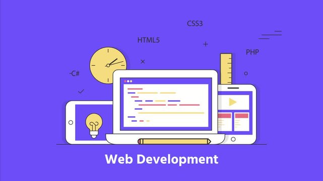 Modern Web Development Concept with Programming Code Animation
