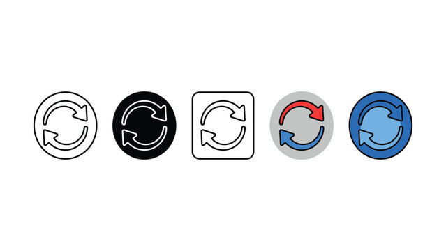 Collection of various refresh and recycle icons in different colors and styles
