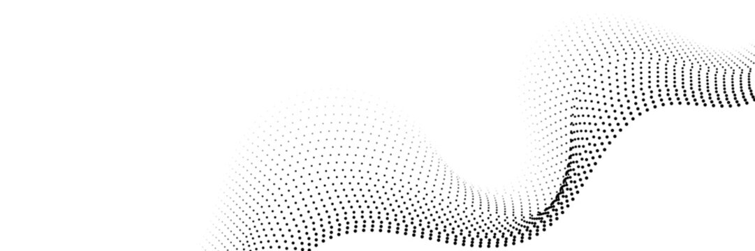 Abstract Black Wave Lines. Particle Dot Pattern Background. Vector Illustration