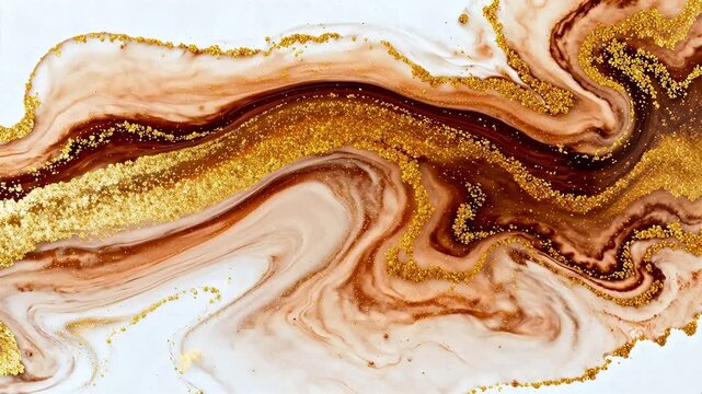 Abstract swirling gold and brown patterns