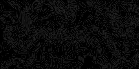 Black topographic map contour lines abstract background vector illustration with wavy dark geographic elevation pattern. Subtle dark gray topographic contour lines on a solid black backdrop. © Creative Arts