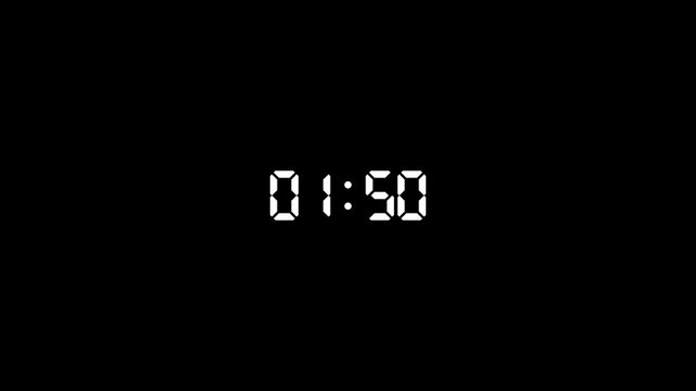 2 Minute Countdown Timer Animation in One Minute, Fast Two Minutes Countdown in 60 Seconds, 120 to 0 Seconds Digital Timer Video in 4K. 
