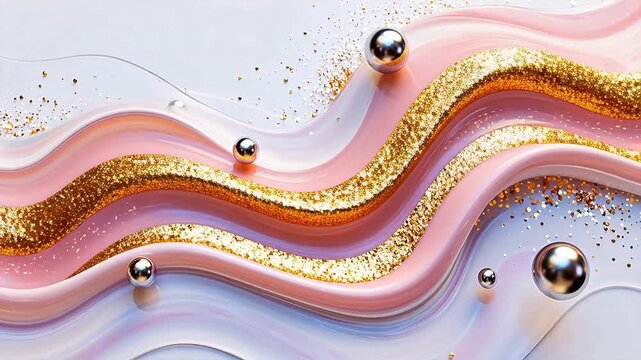 Abstract pink and gold flowing design