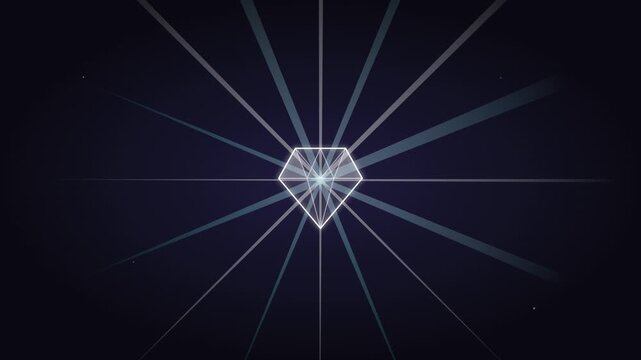 glimmering diamond icon with white refractive light streaks