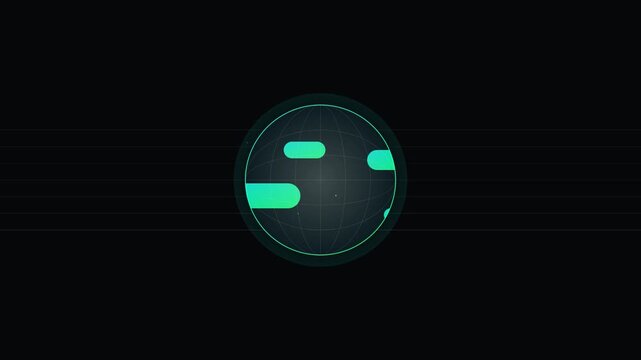 global network globe icon with connecting latitude lines