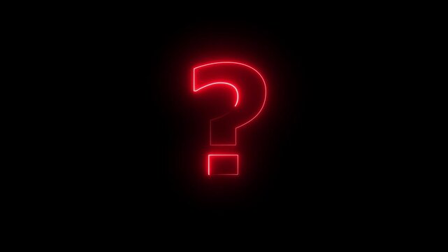 neon line asking icon animation. Question mark loop animation on black background, neon question mark icon animation on black background.