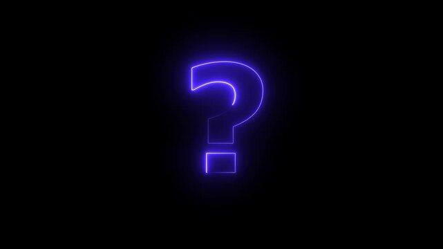 Question mark sign. Question mark icon. asking icon animation.  problem sign. neon question mark icon animation on black background.