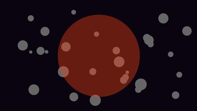 Abstract red circle pulsing with floating grey particles on dark animation 4k background, motion floating particles
