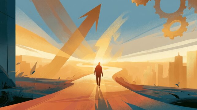 Oportunidad adelante: camino iluminado hacia el crecimiento y el progreso