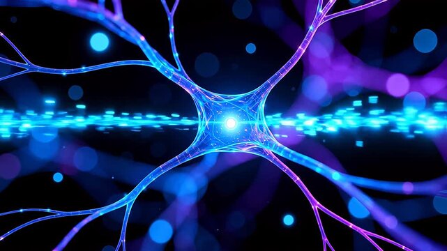 Neuron cell structure with glowing branches