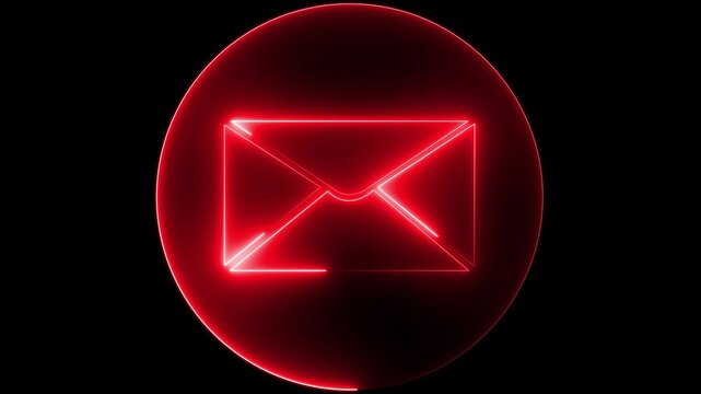 Message box animation icon conversation notice receive massage animated sign symbol on black background , glowing neon Mail envelope, incoming mail animation.transparent background 4k visuals.