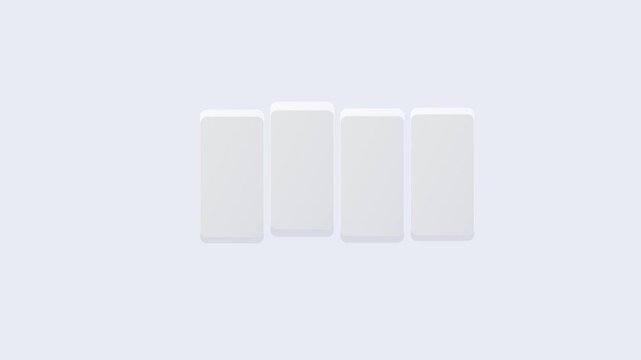 Animated loading bar with four vertical progress pillars for digital interface animation 4k