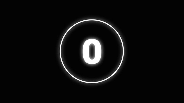 Neon bright glowing countdown timer from 5 to 0 seconds. line and five second to zero second countdown ,Countdown icon animation.