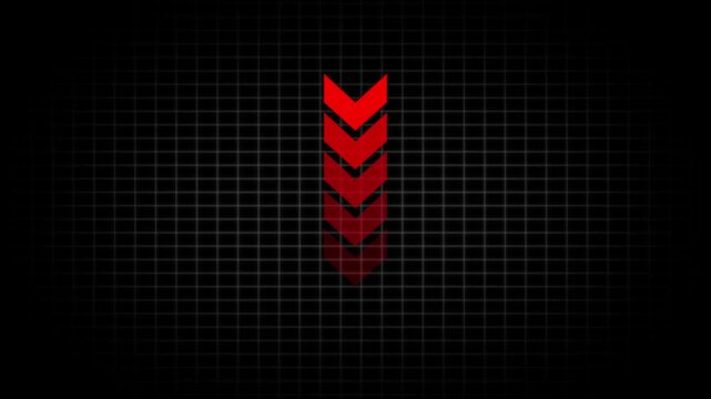 Red downward arrows motion on digital grid background, for financial data, analysis