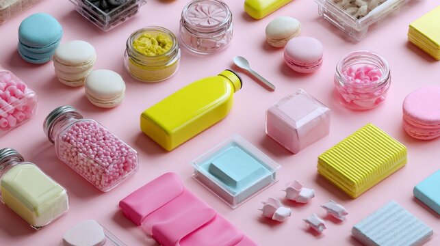 Pastel Stationery and Decorative Accessories Flat Lay