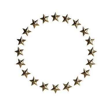 Golden star circle emblem on transparent background