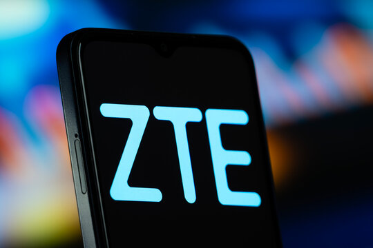 Shenzhen, China- 8 July 2026: ZTE logo is seen on a smartphone.
