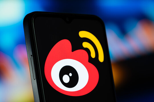 Beijing, China- 8 July 2026: Weibo logo is seen on a smartphone.