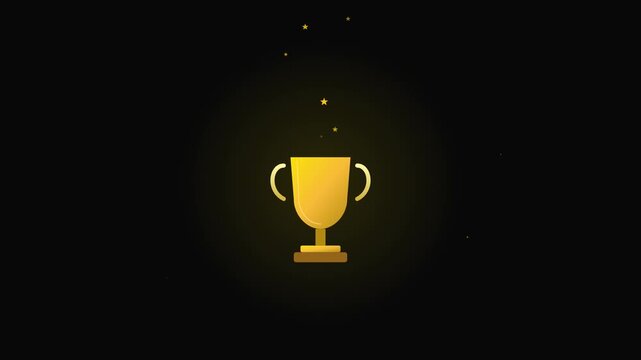 golden trophy cup icon with rising victory stars