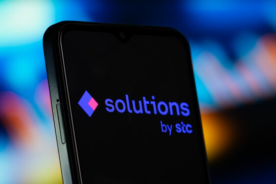 Riyadh, Saudi Arabia- 8 July 2026: solutions by stc logo is seen on a smartphone.