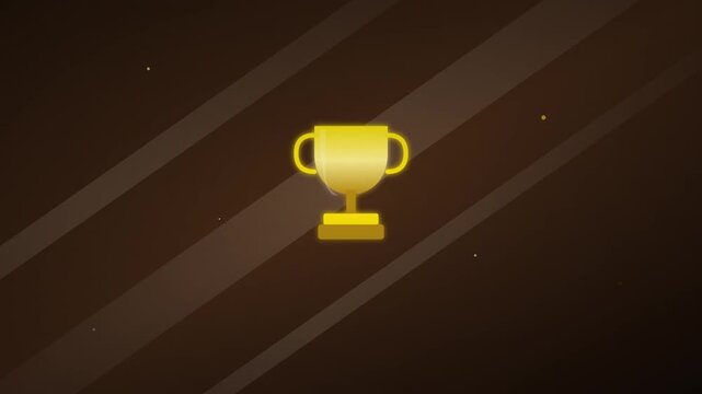 golden trophy winner icon on sparkling starry background