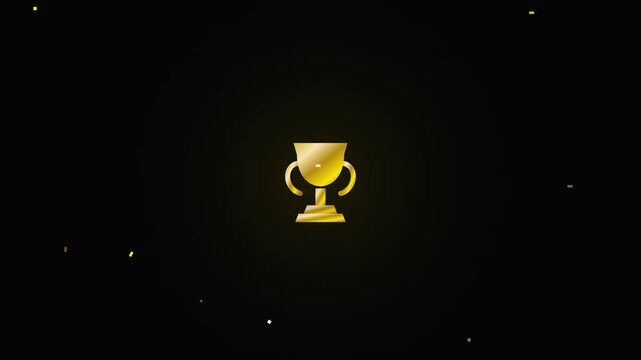 Golden Trophy Success Icon With Victory Confetti Motion