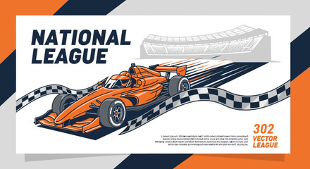 Obraz premium National League Vector Art Dynamic Racing Car Artwork