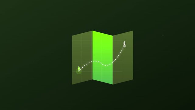 green map icon with navigating location pin ripples