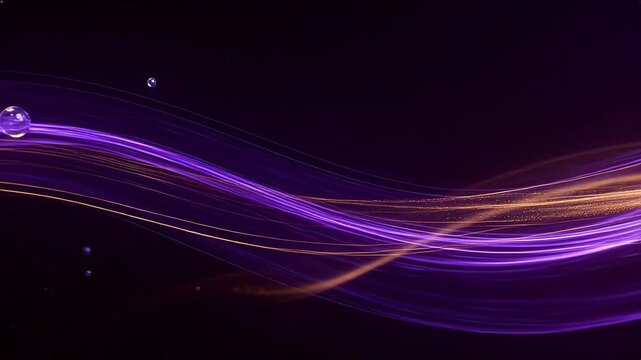 Abstract purple and gold light waves
